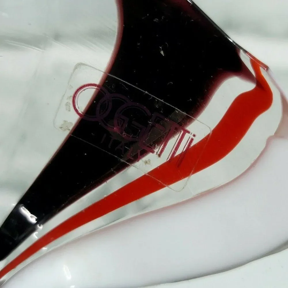 Oggetti Italy Art Glass Bowl‎ Red Black White Swirl Design Centerpiece Decor